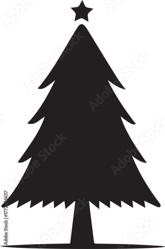 Christmas Tree vector art black color icon art 