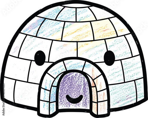 Cute Igloo Cartoon Illustration with Smiling Face Standing Alone: Arctic Home, Educational Resource, Winter Season, Children's Art, Playful Design, Holiday Card Element, Presentation Graphic, Website