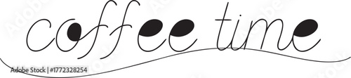 Black script text coffee time with decorative elements