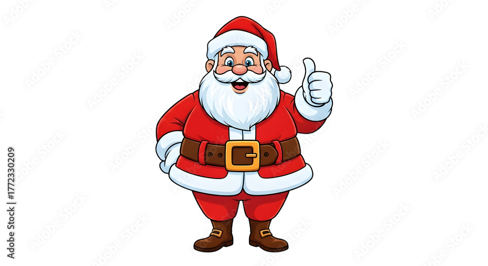Obraz premium Cartoon illustration of santa claus giving a thumbs up gesture, isolated on transparent background