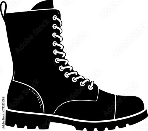 combat boot silhouette vector illustration