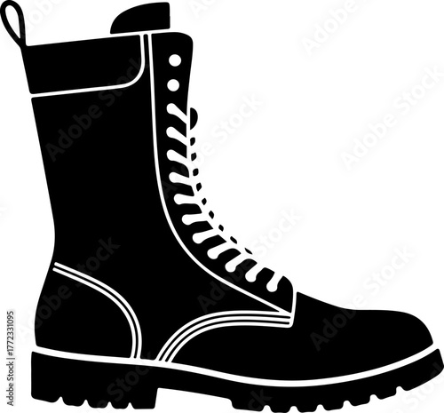 combat boot silhouette vector illustration
