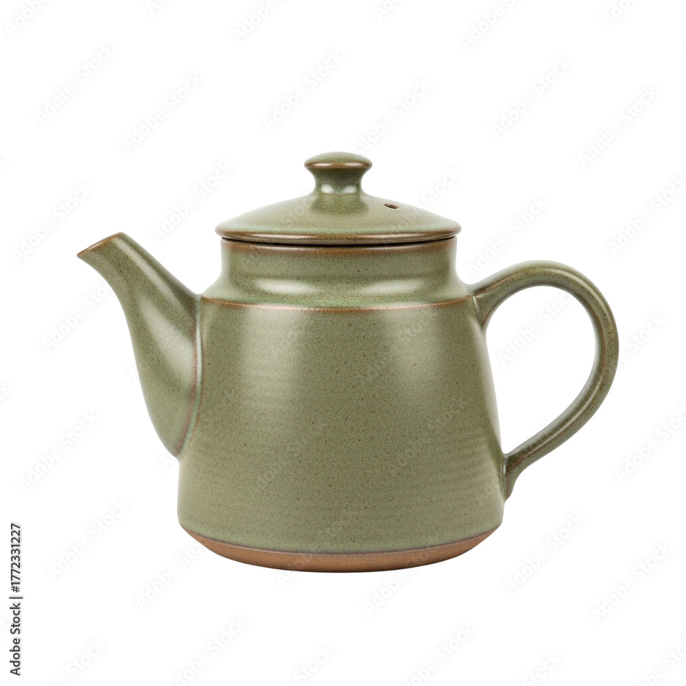 Fototapeta premium Pottery Ceramic Teapot with Lid Isolated on Transparent Background 