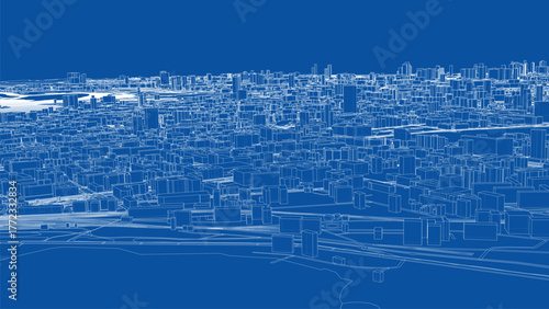 Urban modern landscape. Vector rendering of 3d