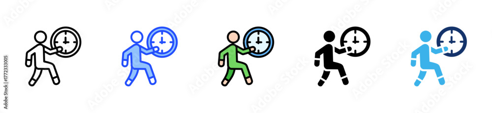 Fototapeta premium Reduce Procrastination Icon Collection With Multiple Styles