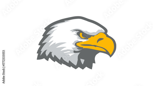 Stylized Majestic Eagle Head Vector Illustration with Strong Yellow Eyes and Beak, Representing Power and Freedom