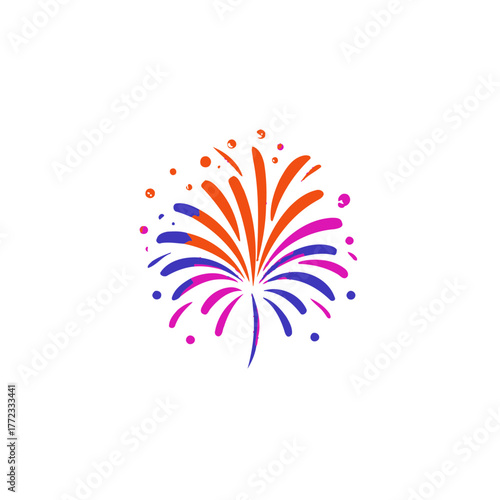 Colorful fireworks burst icon vector graphic. Festive celebration explosion design element for party, holiday, and event decorations.