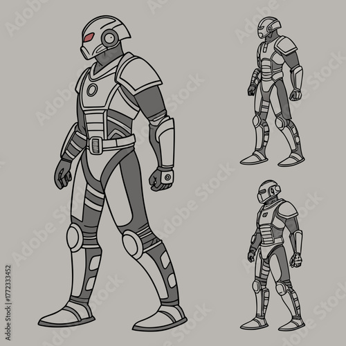 humanoid androids with exposed circuits mech