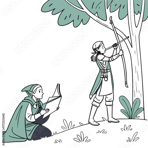 characters elf archer aiming bow
