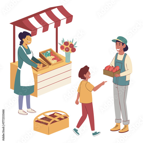 characters florist selling bouqu