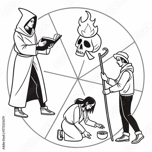 characters hooded mage summoning