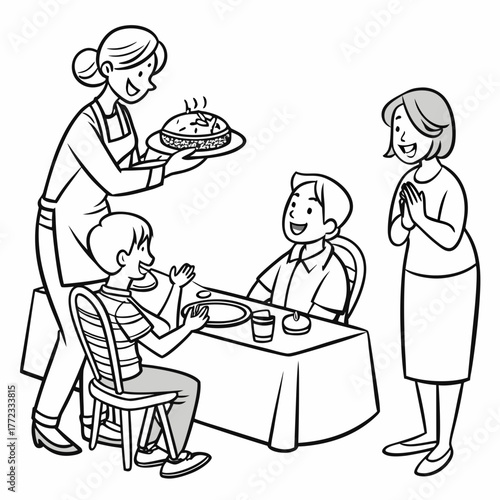 artboard with characters couple serving food