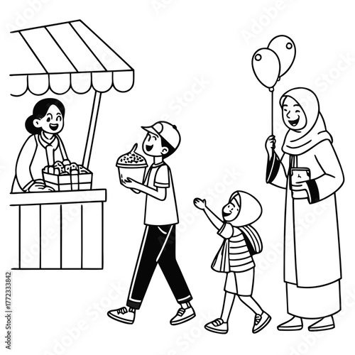 artboard with characters couple shopping