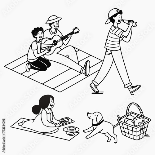 artboard with characters group sitting