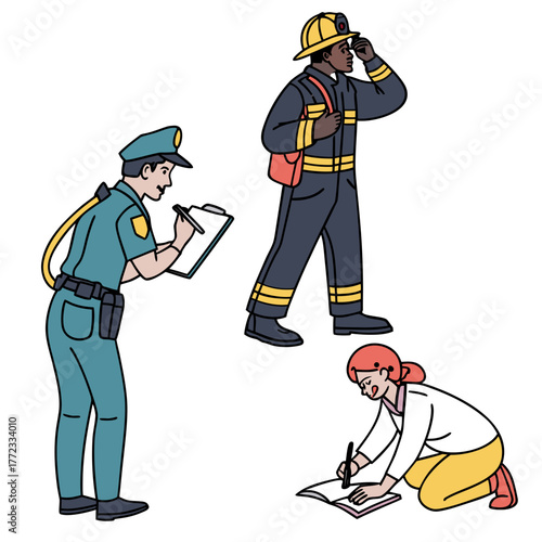 artboard with characters police officer salut