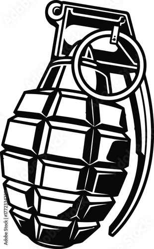 Hand grenade explosive weapon silhouette illustration.eps