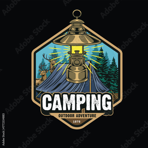 vintage style camping logo illustration