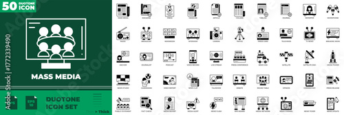 Mass Media Duotone Editable Icons set