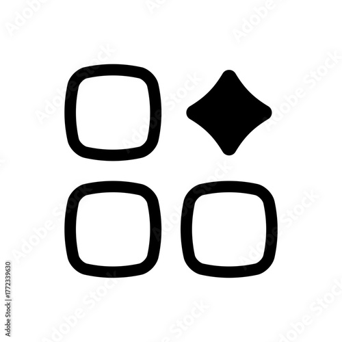 Fotografía App grid icon with AI diamond accent, symbolizing dashboard or application launcher in digital UI