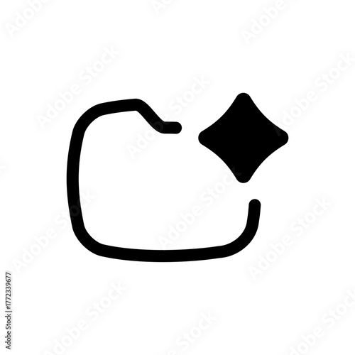 Folder interface icon with AI diamond accent, symbolizing digital storage or workspace organization.