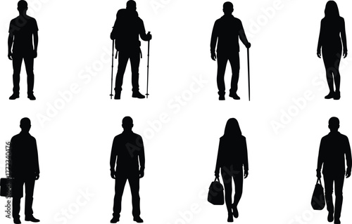 People Bar Scene Silhouettes Set Conversation Drinking Socializing Nightlife Restaurant Cafe Pub Vector.