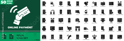 Online Payment Solid Editable Icons set