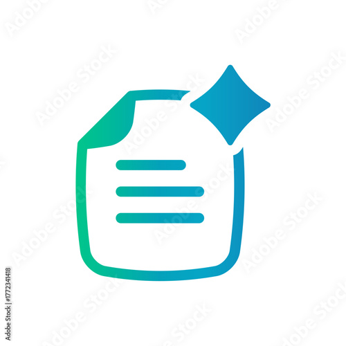 Document interface gradient icon with AI diamond accent, representing digital file or online report.