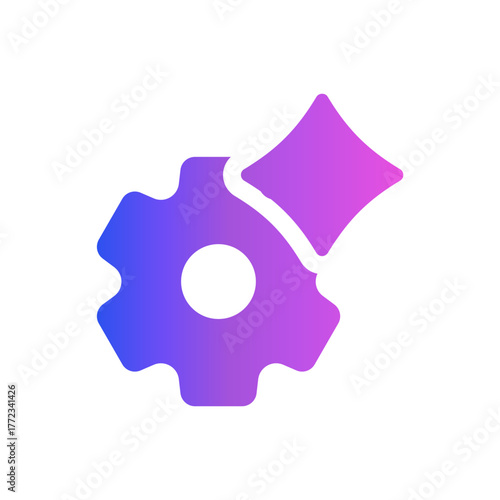 Gear settings gradient icon with AI diamond accent, symbolizing configuration or system management.