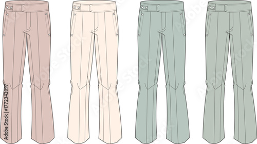 Collection of Four Pairs of Colored Trousers for Women's Fashion