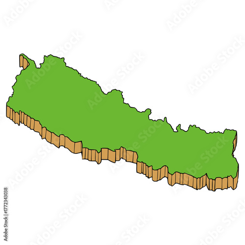 Nepal map illustration hand drawn isolated vector