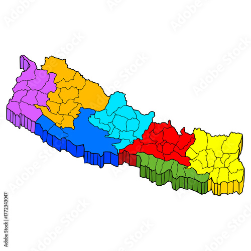 Nepal map illustration hand drawn isolated vector