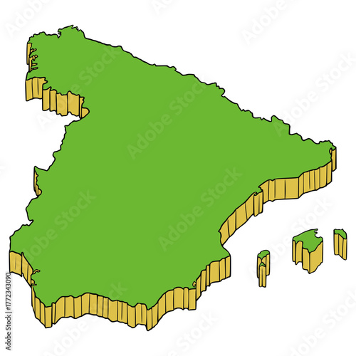 Spain map illustration hand drawn isolated vector