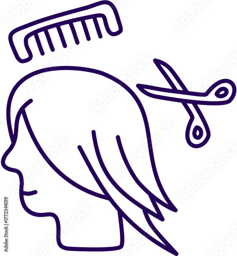 Haircut, styling, comb, scissors
