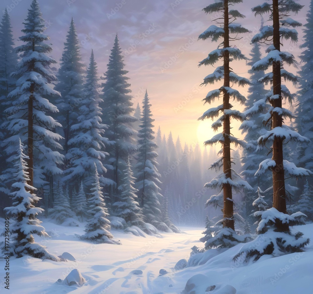 Obraz premium Wildlife Tracks in Snowfield