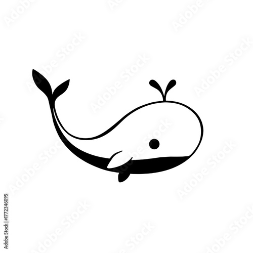 Beluga Whale. Beluga Whale simple black and white line art vector logo