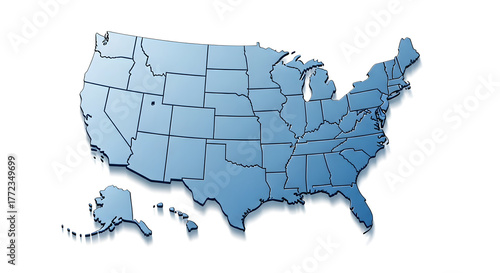 3D America map illustration showing the United States in an isometric modern style