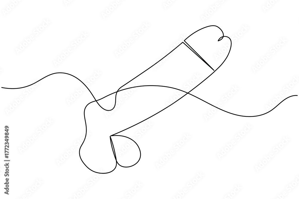 Obraz premium Human reproductive organ penis continuous one line drawing on white background minimalist anatomy organ outline vector illustration