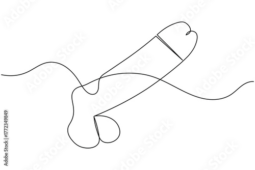 Human reproductive organ penis continuous one line drawing on white background minimalist anatomy organ outline vector illustration