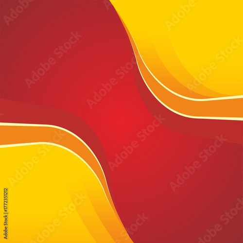 Red and Yellow Abstract Wave Background Vector, Dynamic Curved Shape Design with Warm Gradient Colors for Banner, Sale Promotion, Poster, Advertising Template, Modern E-commerce or Marketing Layout