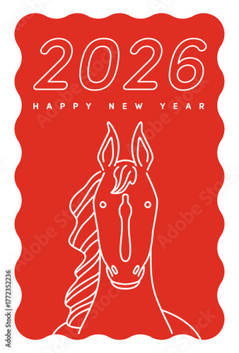 2026 Year of the Horse New Year's Cards: Horse Illustration New Year's Postcard Materials