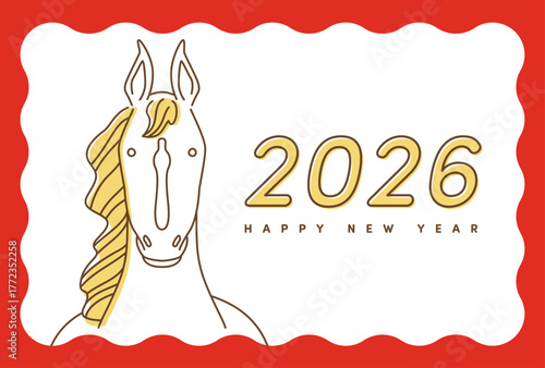 2026 Year of the Horse New Year's Cards: Horse Illustration New Year's Postcard Materials