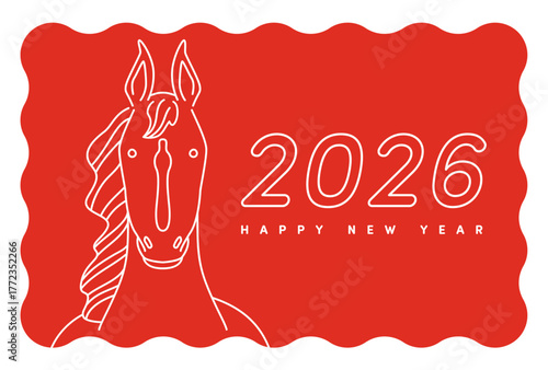2026 Year of the Horse New Year's Cards: Horse Illustration New Year's Postcard Materials