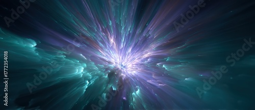 Flowing explosion of teal and violet energy particles, seamless abstract texture for business presentation background and creative design

