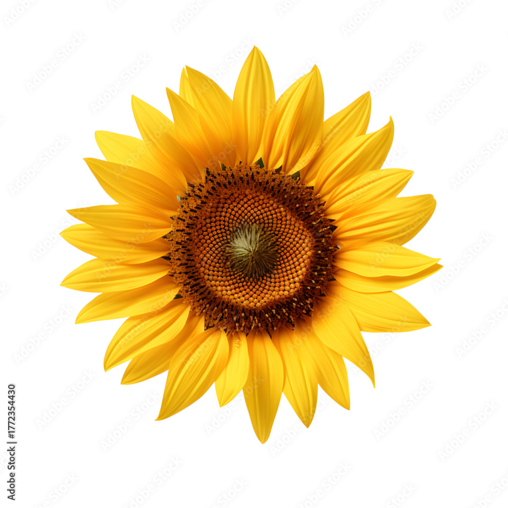 Fototapeta premium A single sunflower with a dark background in full bloom view