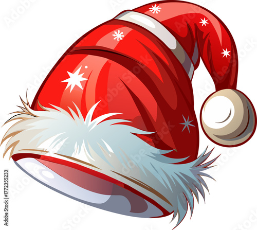 Colorful Christmas hat with fluffy white trim