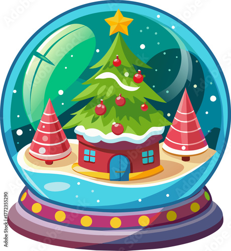 Colorful snow globe showcasing holiday spirit