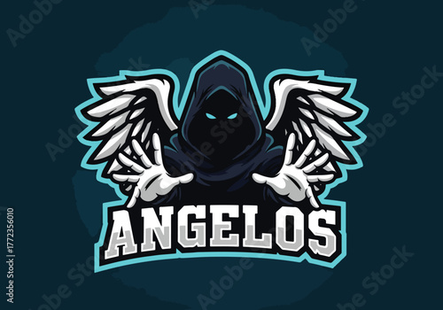 Angelos gaming logo emblem fierce winged figure mascot - Gaming logo - Gaming Mascot - esport mascot vector illustration
