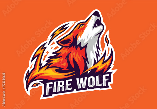 Fiery wolf logo design for gaming teams - Gaming logo - Gaming Mascot - esport mascot vector illustration