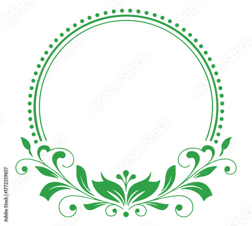 Elegant oval green floral decorative border design element for creative projects vector