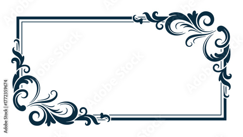 Elegant decorative rectangle frame with flourishes for invitations and certificates vector
